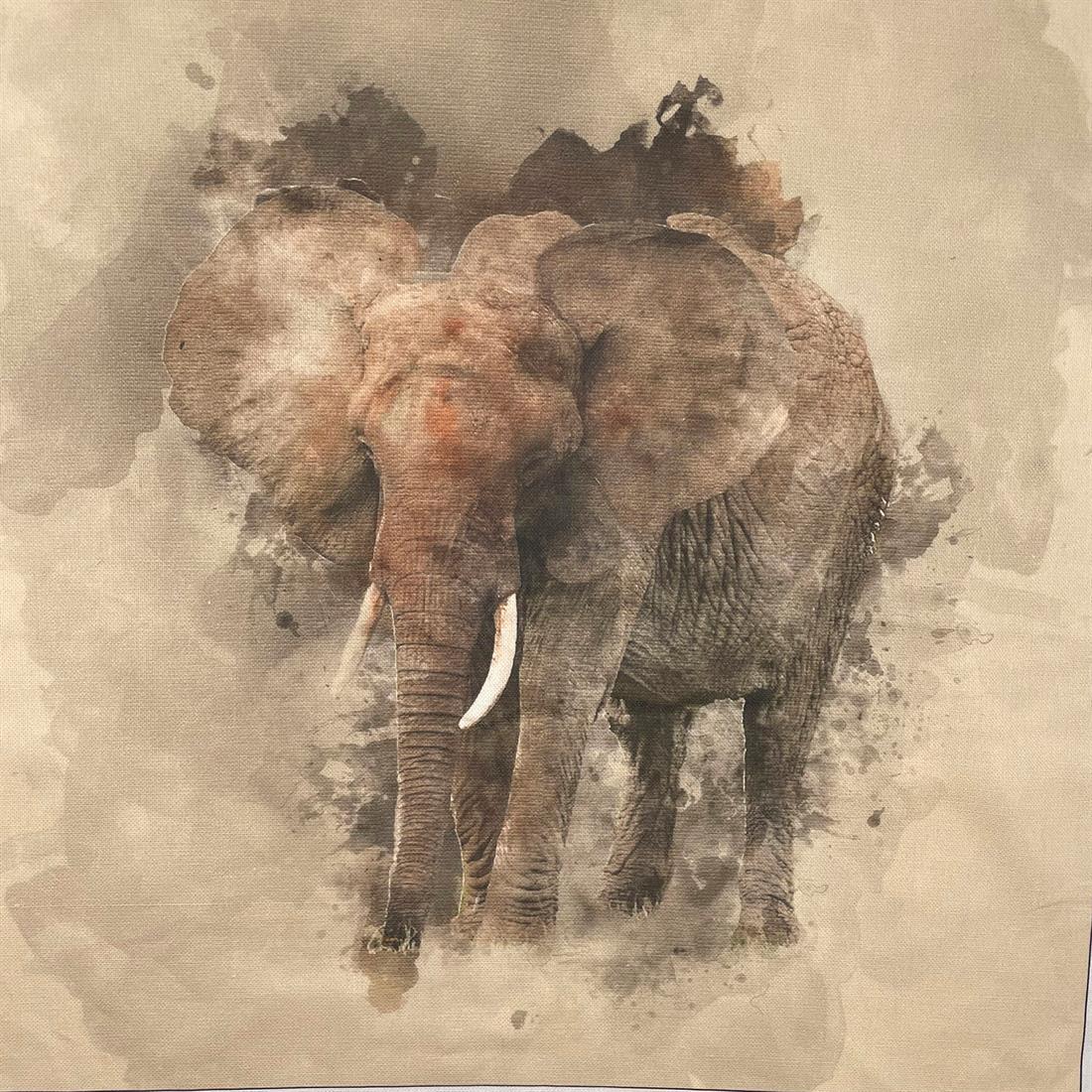 Elephant Printed Digital Canvas Fabric