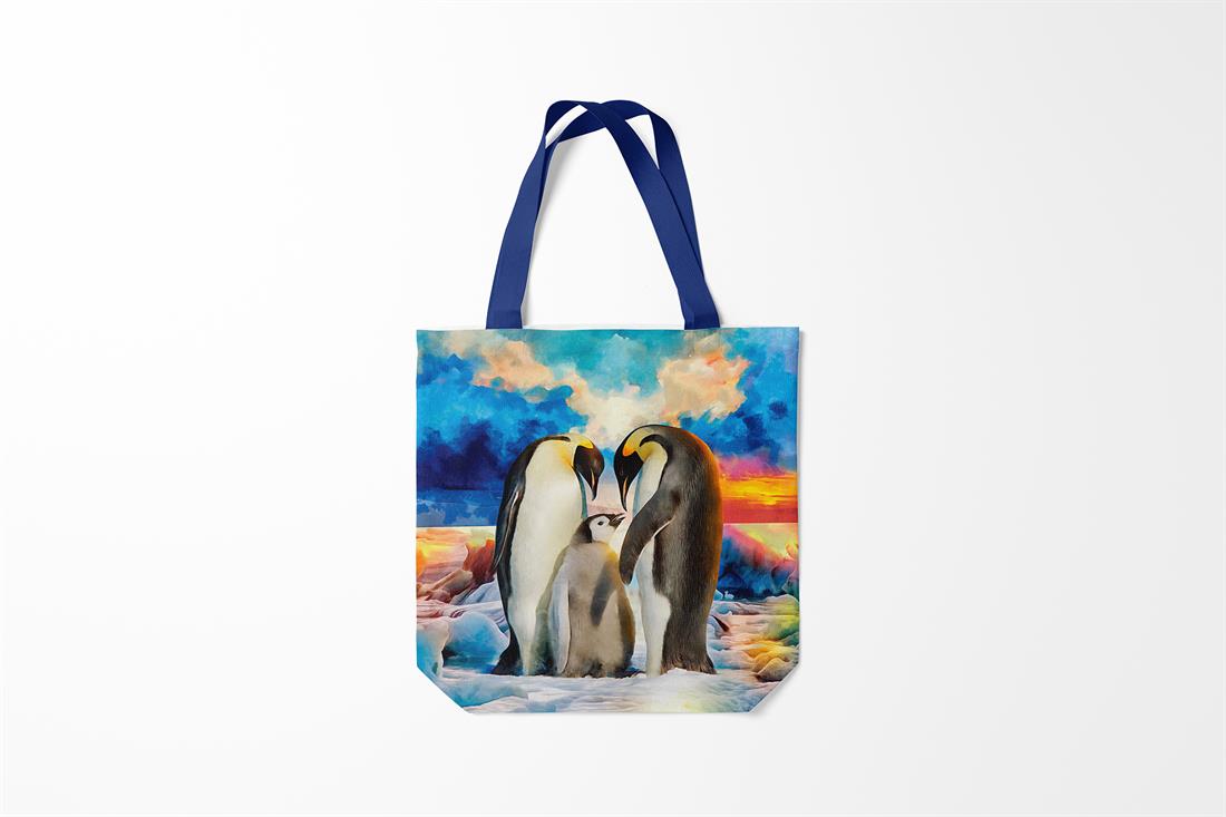 Penguin Family Printed Digital Canvas Fabric