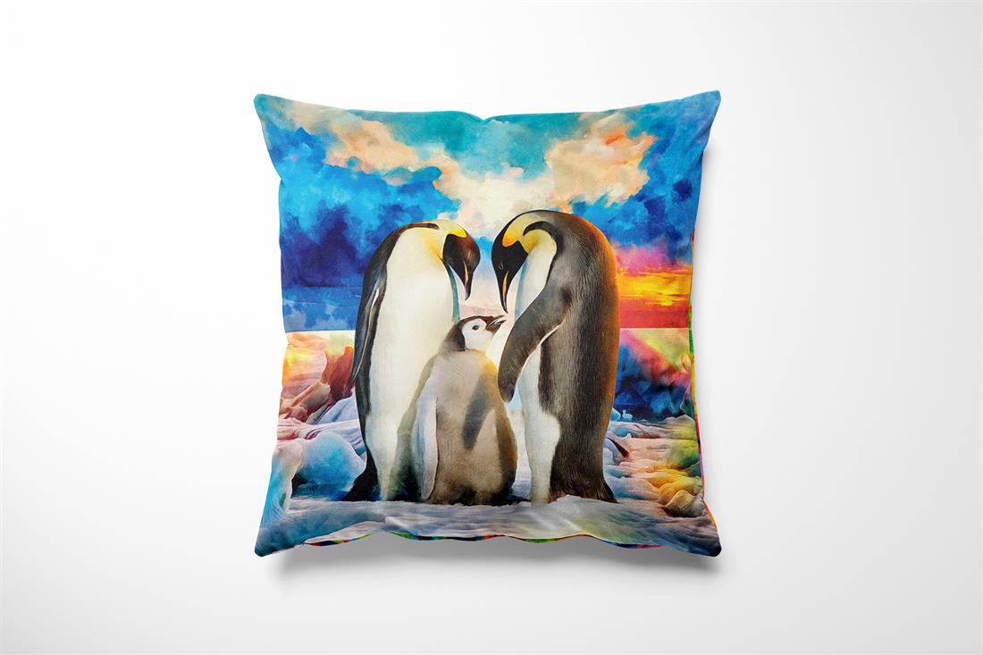 Penguin Family Printed Digital Canvas Fabric