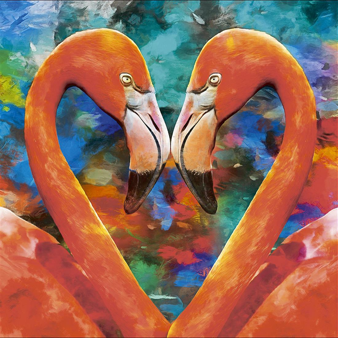 Flamigos Heart Printed Digital Canvas Fabric
