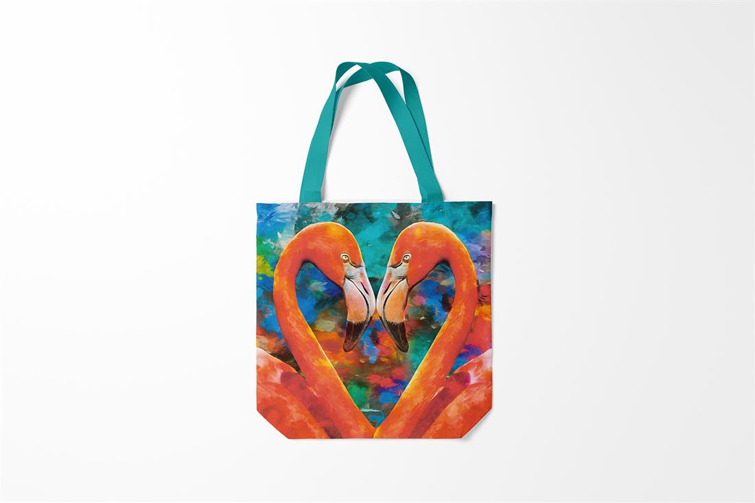 Flamigos Heart Printed Digital Canvas Fabric