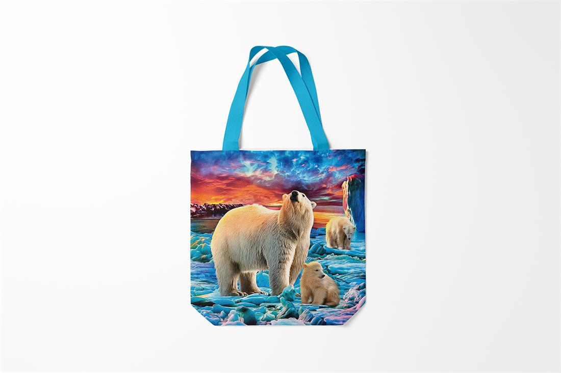 Polar Bear and Cubs Printed Digital Canvas Fabric