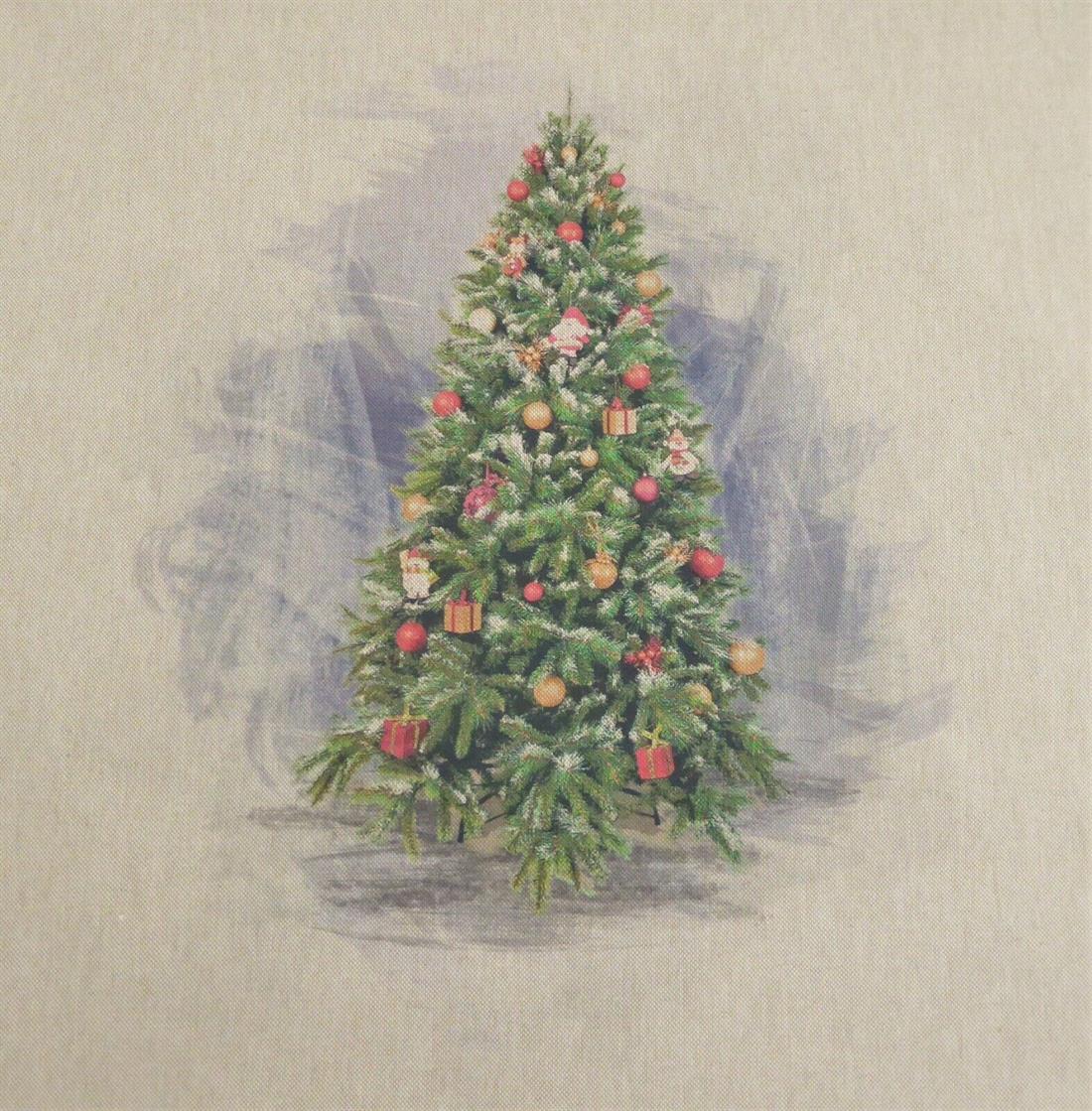 Natural Christmas Tree Printed Digital Canvas Fabric