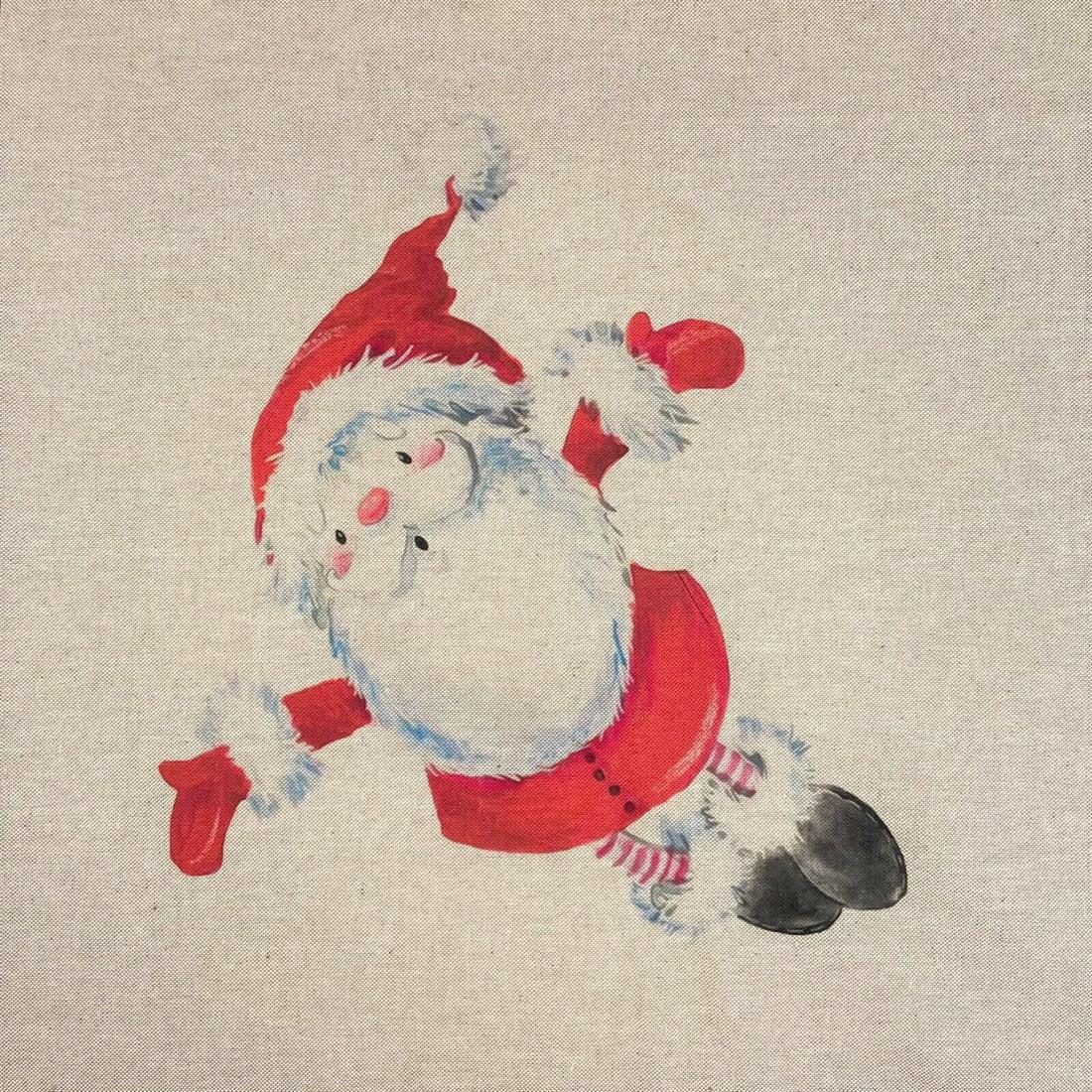 Natural Xmas Santa Printed Digital Canvas Fabric