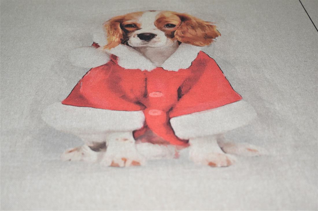 Natural Christmas King Charles Panel Printed Digital Canvas Fabric