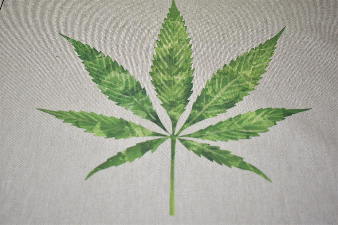 Natural Hemp Leaf Panel -Printed Digital Canvas Fabric