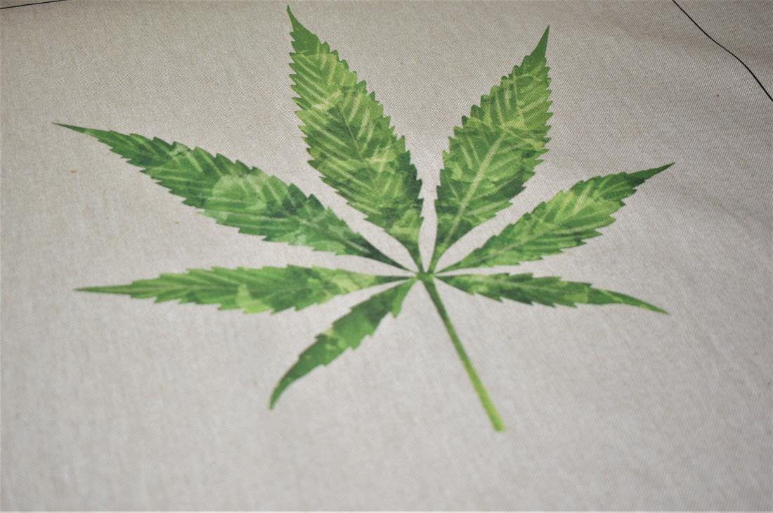 Natural Hemp Leaf Panel -Printed Digital Canvas Fabric