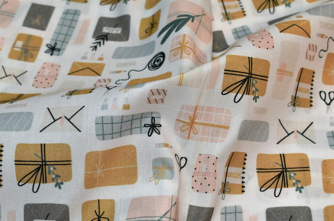 White Little Johnny Printed 100% Cotton Fabric