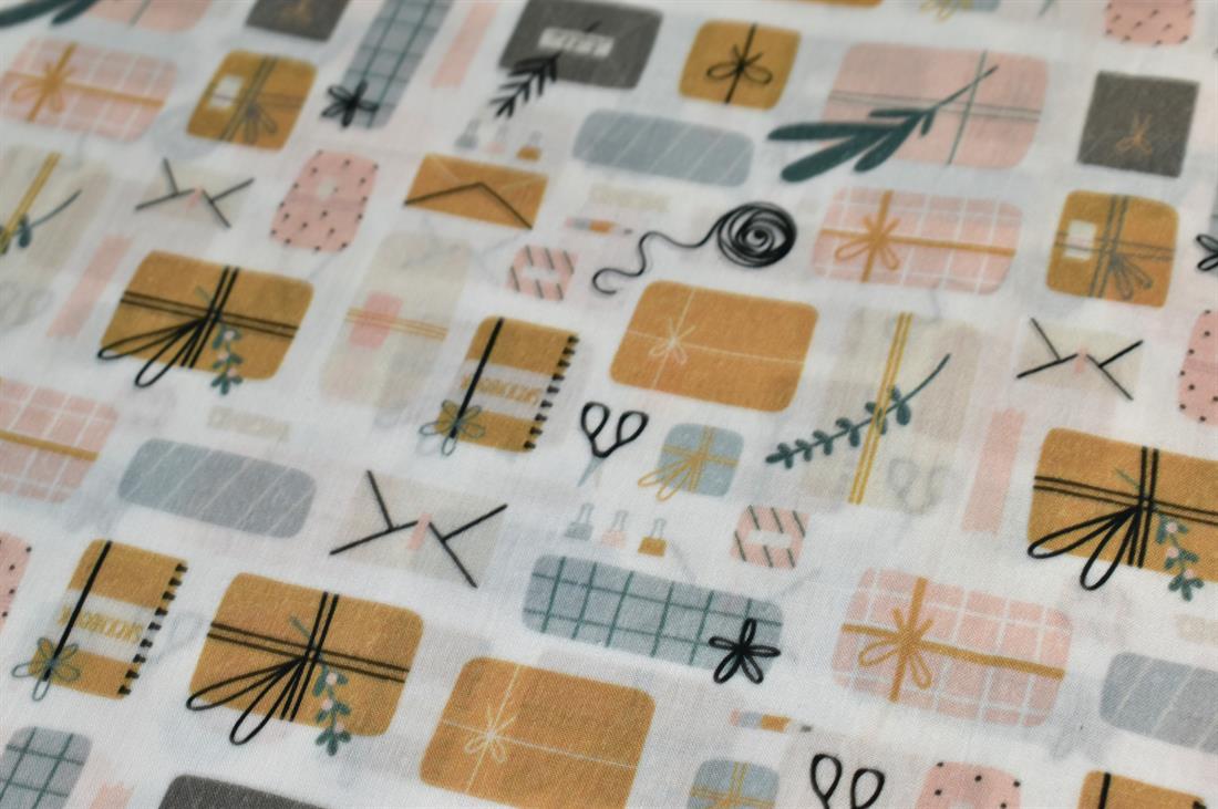 White Little Johnny Printed 100% Cotton Fabric