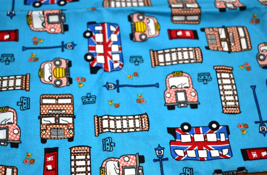 Turquoise Printed 100% Cotton Poplin