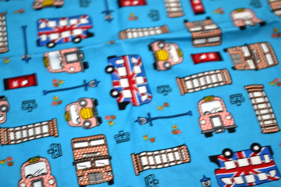 Turquoise Printed 100% Cotton Poplin