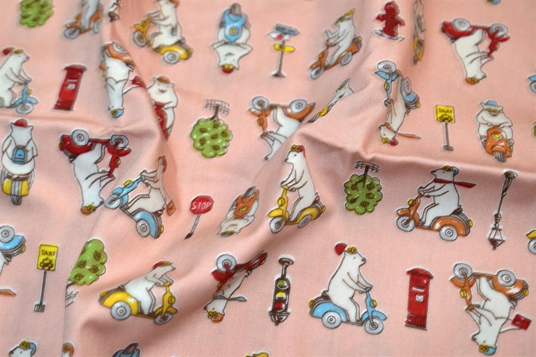 Peach Printed 100% Cotton Poplin