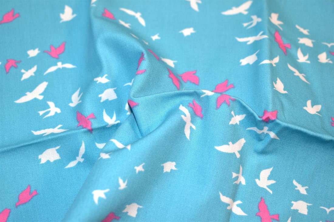 Blue Printed 100% Cotton Poplin