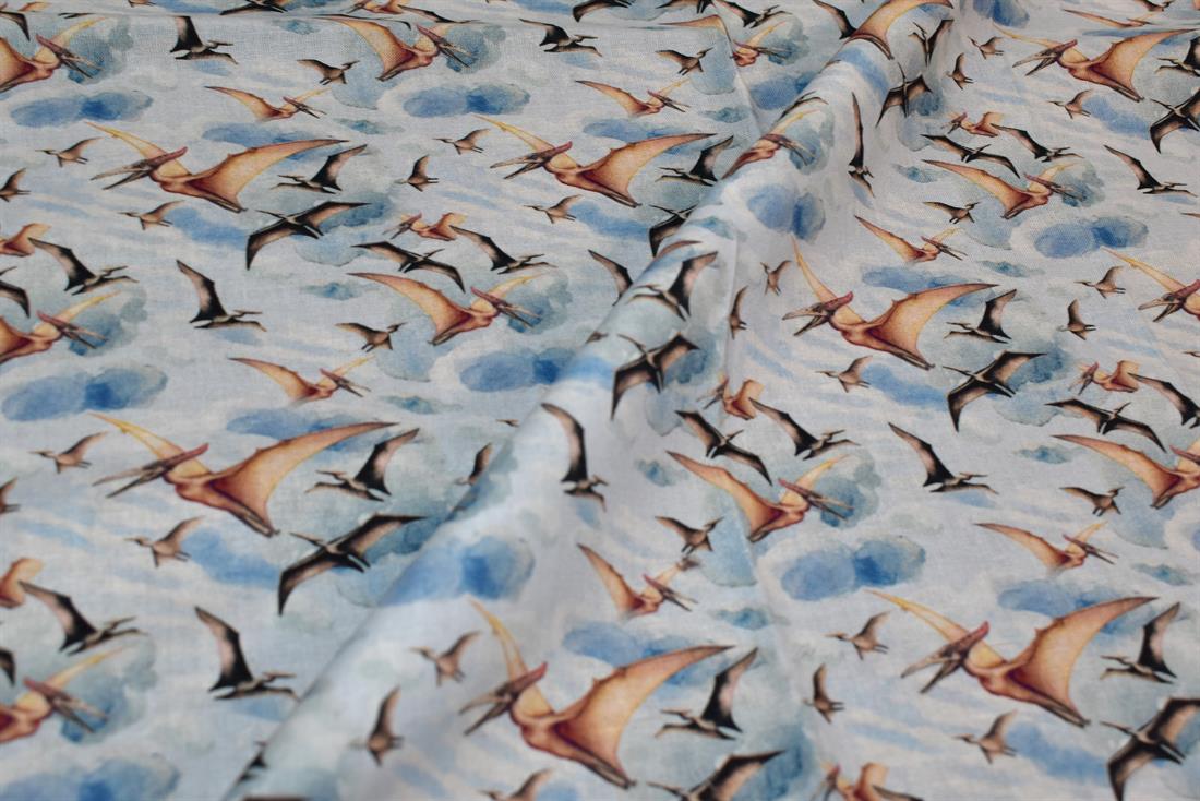 White & Blue Little Johnny Printed 100% Cotton Fabric