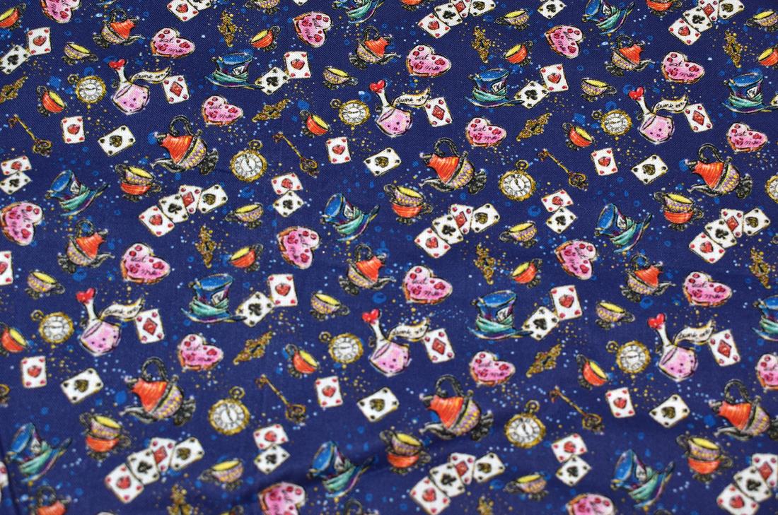 Navy Printed 100% Cotton Fabric