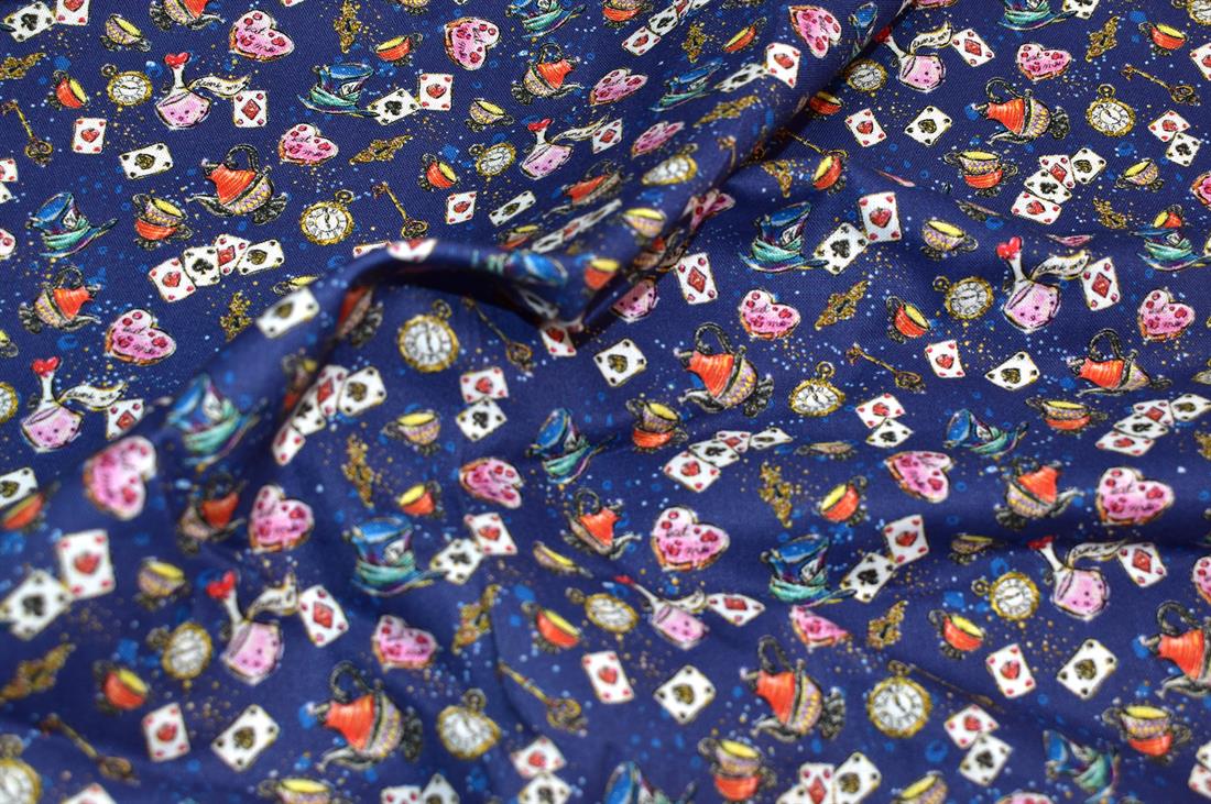 Navy Printed 100% Cotton Fabric