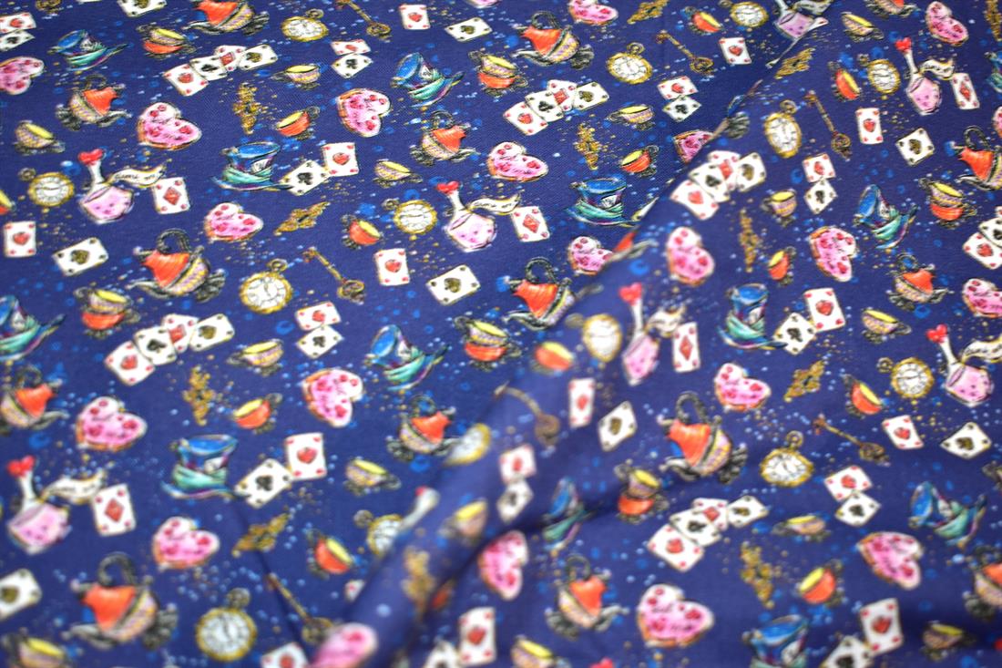 Navy Printed 100% Cotton Fabric