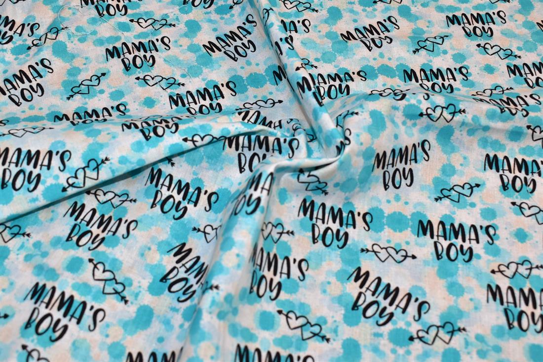 White & Turquoise Printed 100% Cotton Fabric