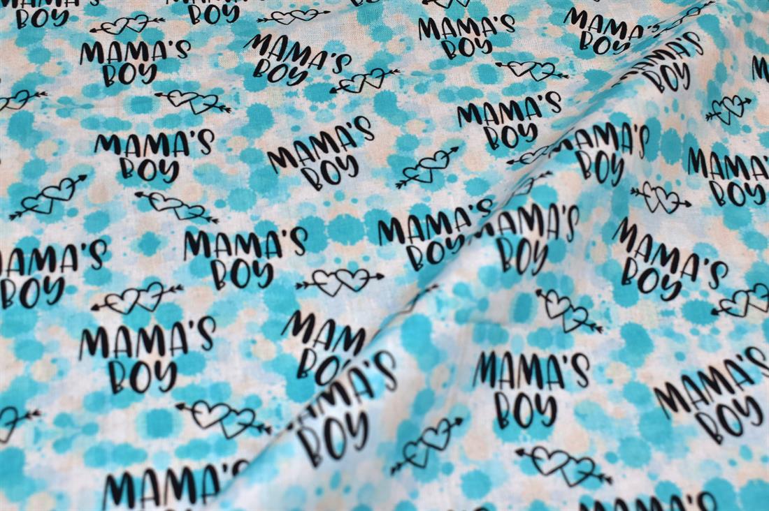 White & Turquoise Printed 100% Cotton Fabric