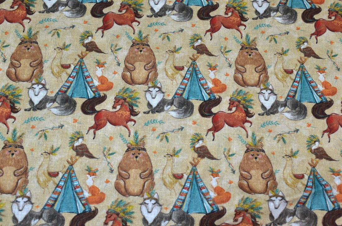 Dark Beige Printed 100% Cotton Fabric