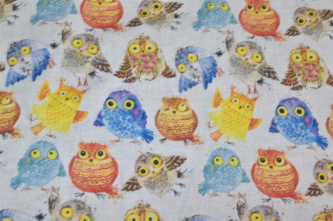 White Single Fat Quarter Little Johnny Printed 100% Cotton Fabric