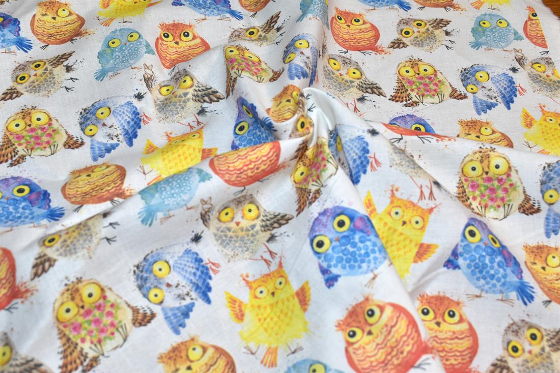 White Single Fat Quarter Little Johnny Printed 100% Cotton Fabric
