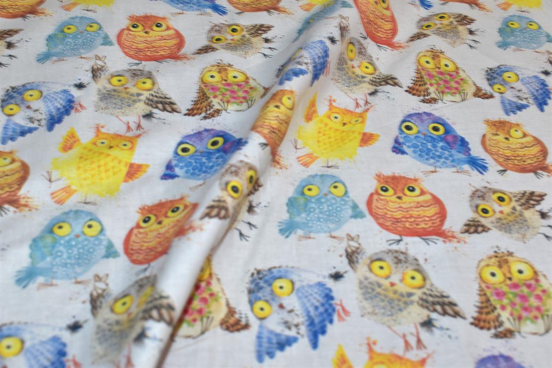 White Single Fat Quarter Little Johnny Printed 100% Cotton Fabric