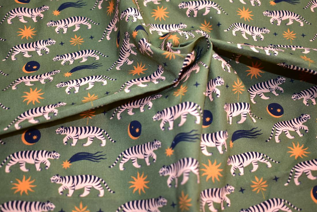 Green Little Johnny Printed 100% Cotton Fabric