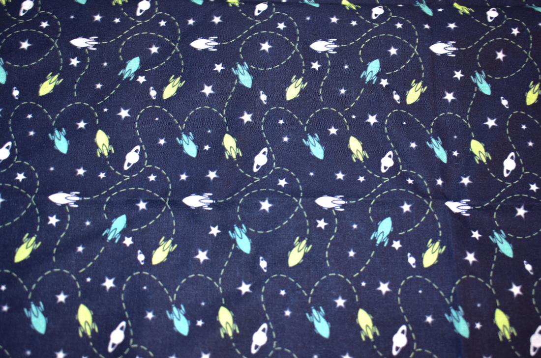 Navy Printed 100% Cotton Fabric