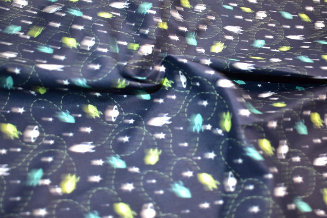 Navy Printed 100% Cotton Fabric