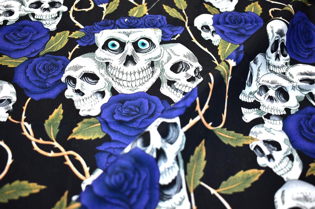 Navy & Black Printed 100% Cotton Fabric