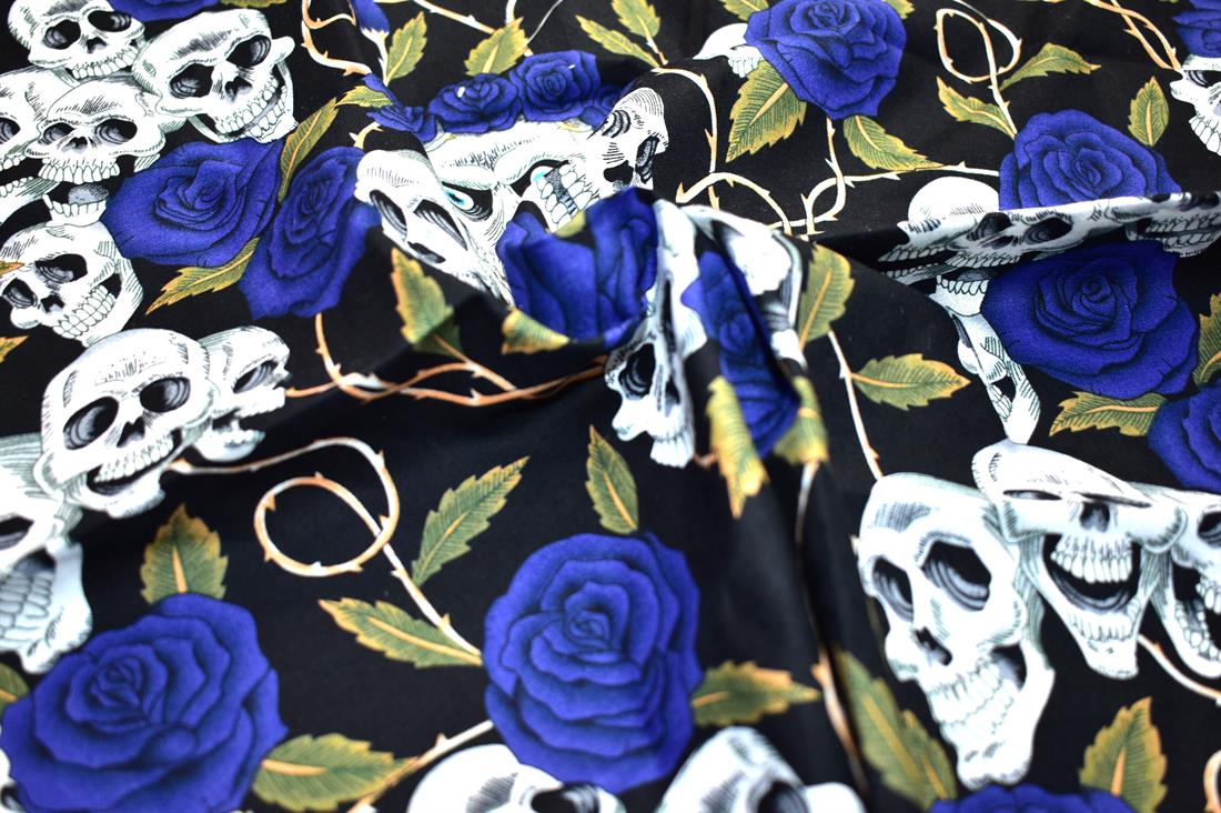 Navy & Black Printed 100% Cotton Fabric