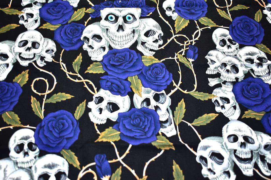 Navy & Black Printed 100% Cotton Fabric