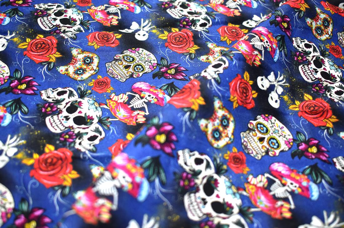 Navy Printed 100% Cotton Fabric