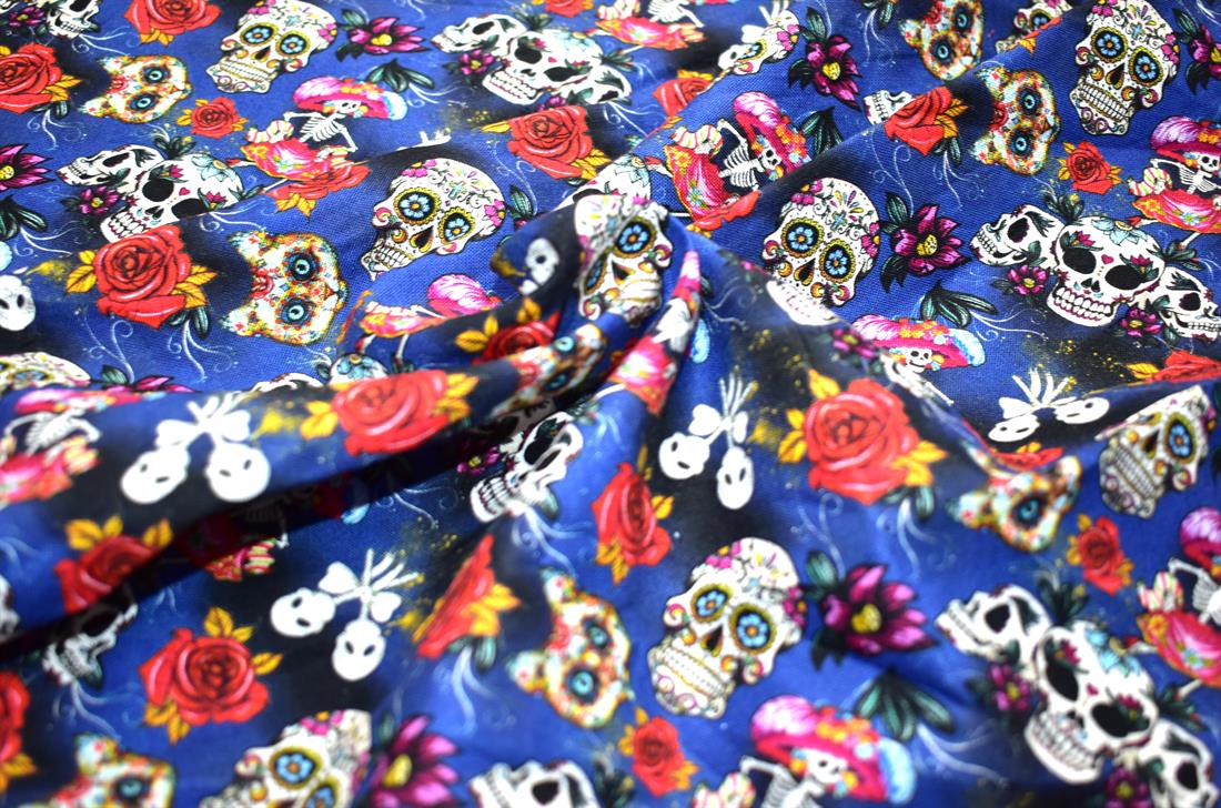 Navy Printed 100% Cotton Fabric