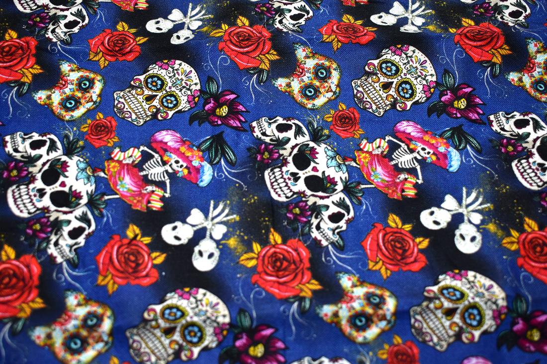 Navy Printed 100% Cotton Fabric