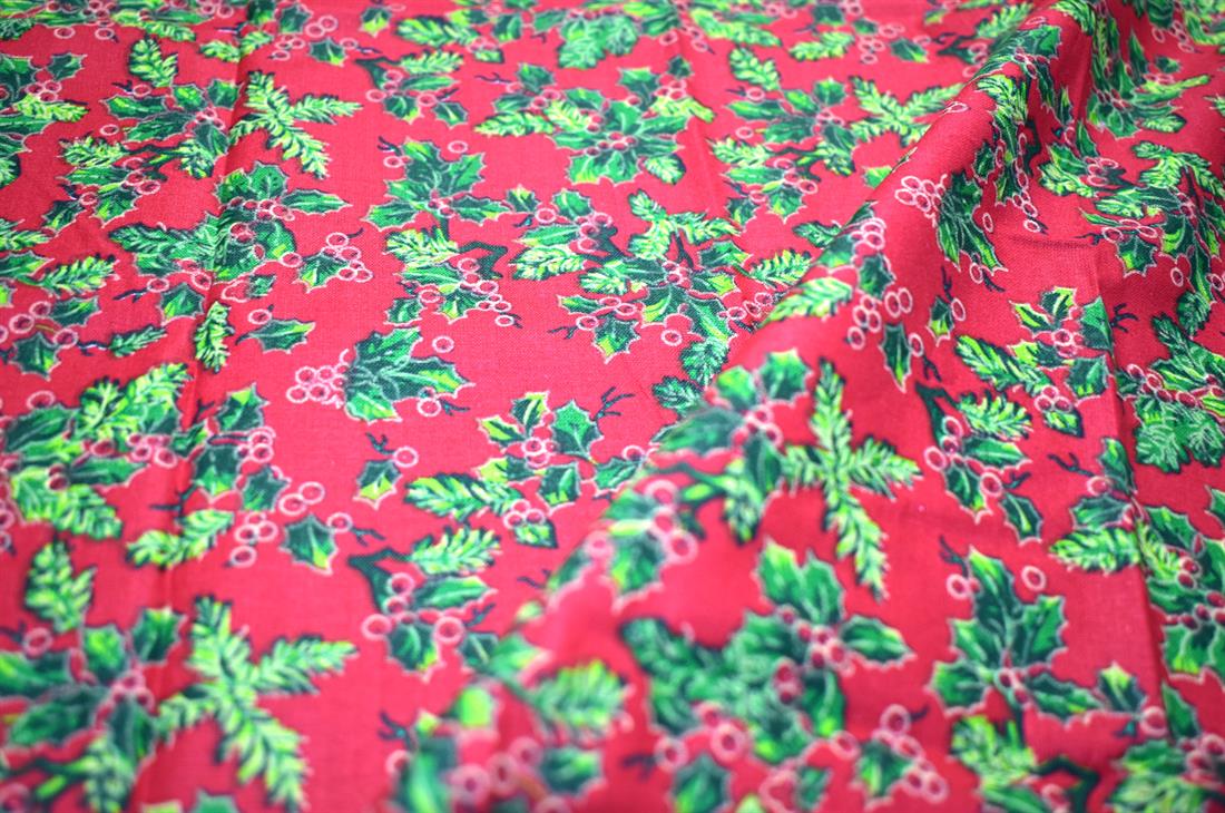 Red & Green Printed 100% Cotton Fabric