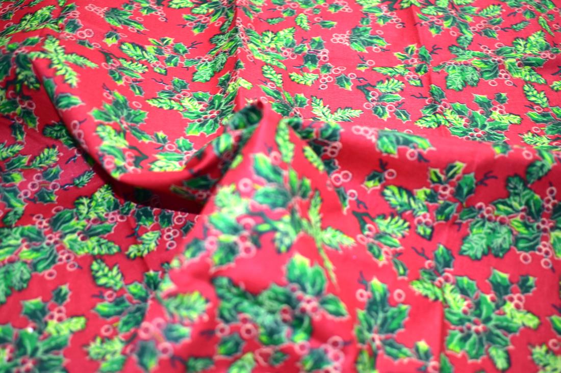 Red & Green Printed 100% Cotton Fabric