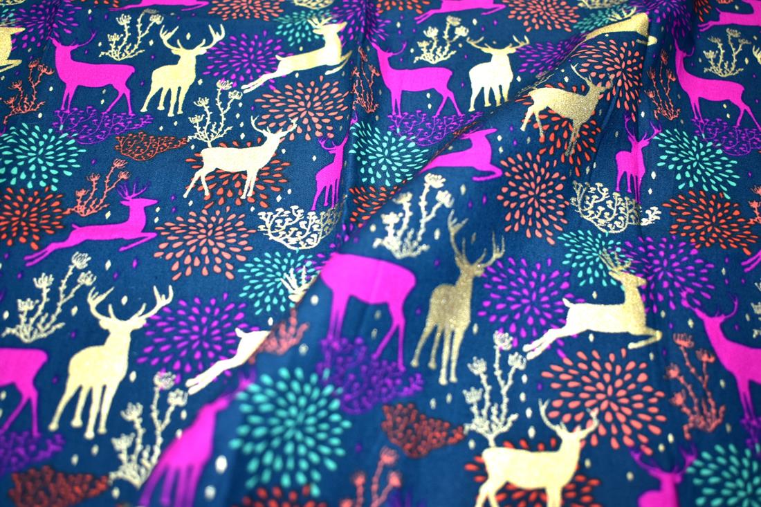 Bottle Green Printed 100% Cotton Fabric