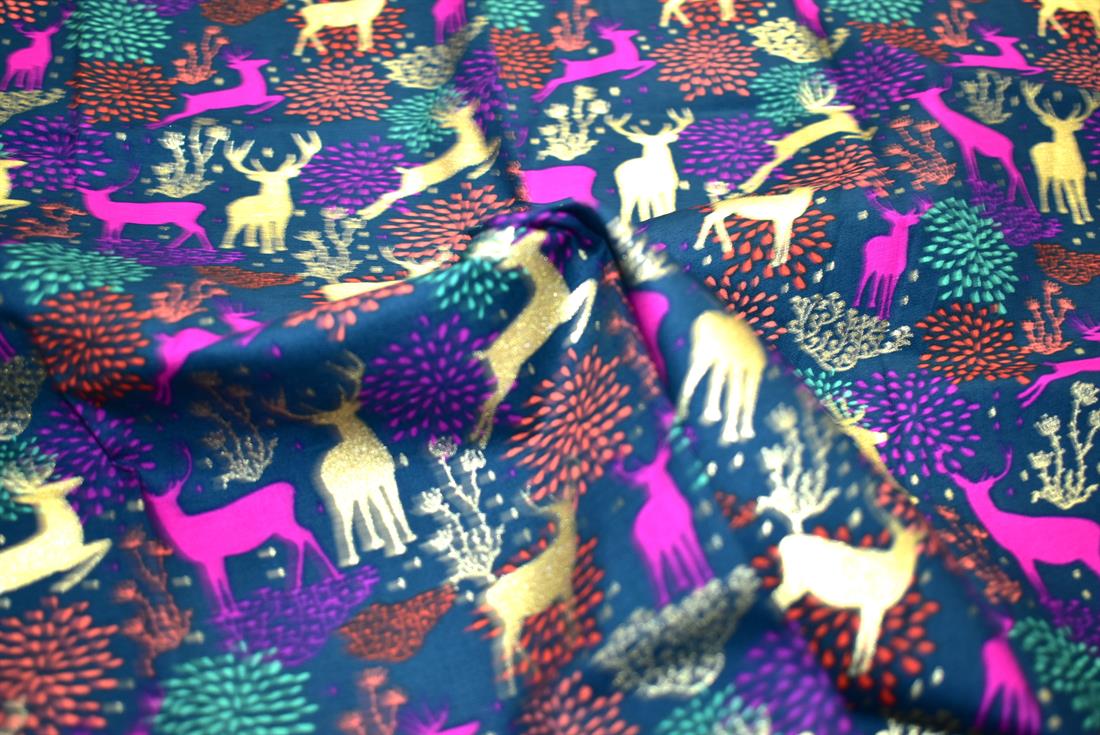Bottle Green Printed 100% Cotton Fabric