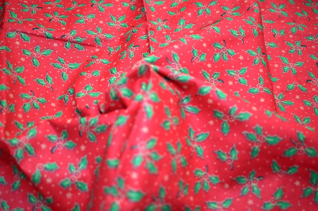 Red & Green Printed 100% Cotton Fabric