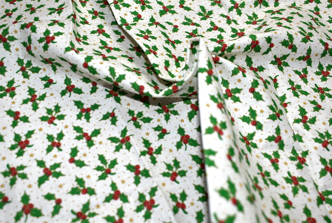 White & Green Printed 100% Cotton Fabric