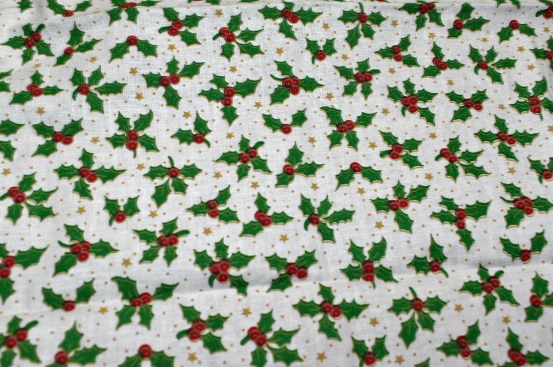 White & Green Printed 100% Cotton Fabric