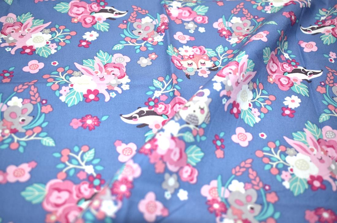Blue Printed 100% Cotton Fabric