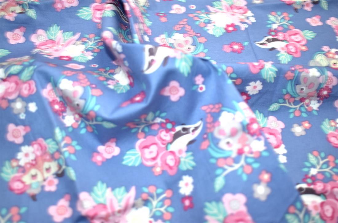 Blue Printed 100% Cotton Fabric