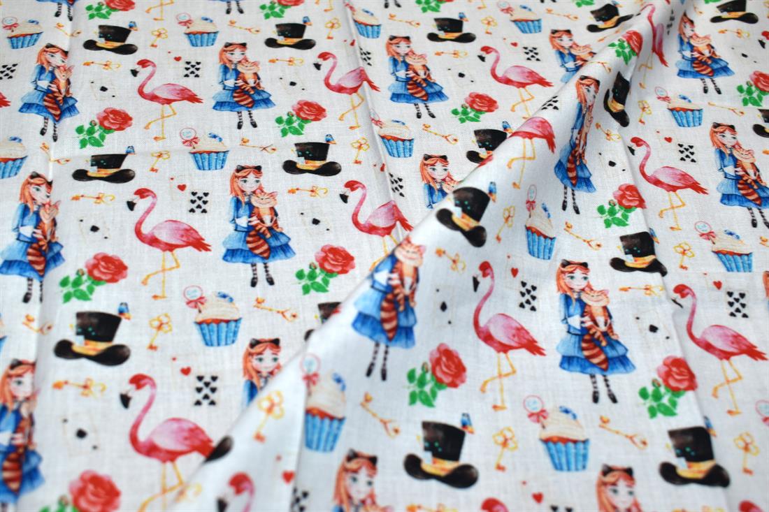 Cream Printed 100% Cotton Fabric