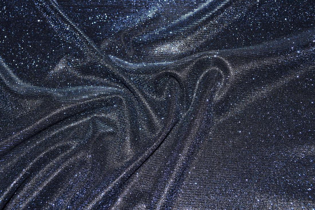 Navy Sparkly Glitter Stretch Moonlight Is a Stunning Sheer Evening…