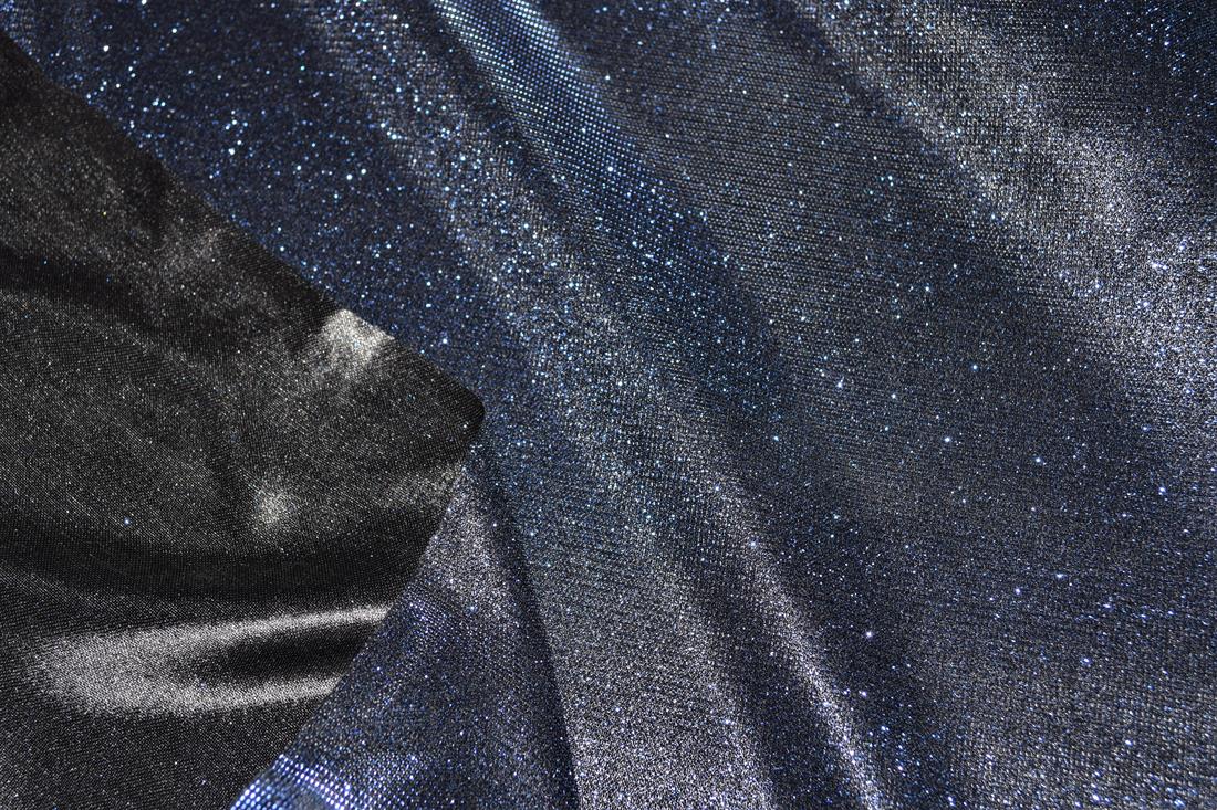 Navy Sparkly Glitter Stretch Moonlight Is a Stunning Sheer Evening…