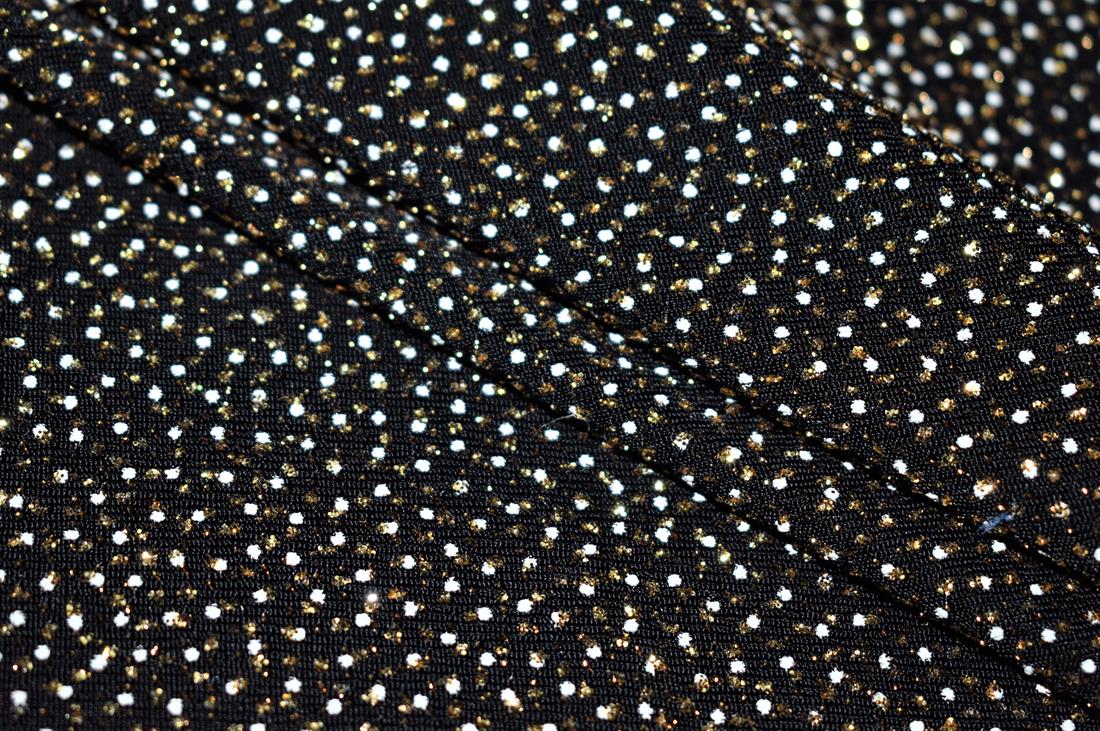 Black & Gold Sparkly Stretch Moonlight Fabric