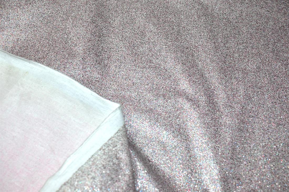 Silver & Multi Pink Cotton Glitter Base Fabric
